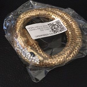 Gold Curved stretch  snake cuff  bracelet